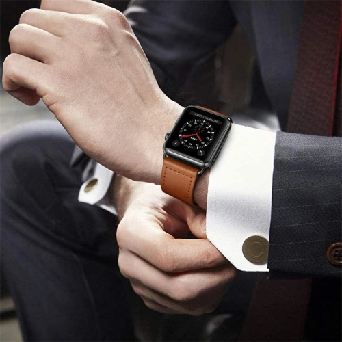 Kup Pasek Tech-Protect Leatherfit Apple Watch 4/5/6/7/SE/8/9/Ultra 44/45/49mm Hnědý - THP235BR - {ean13} - Sklep Home Screen