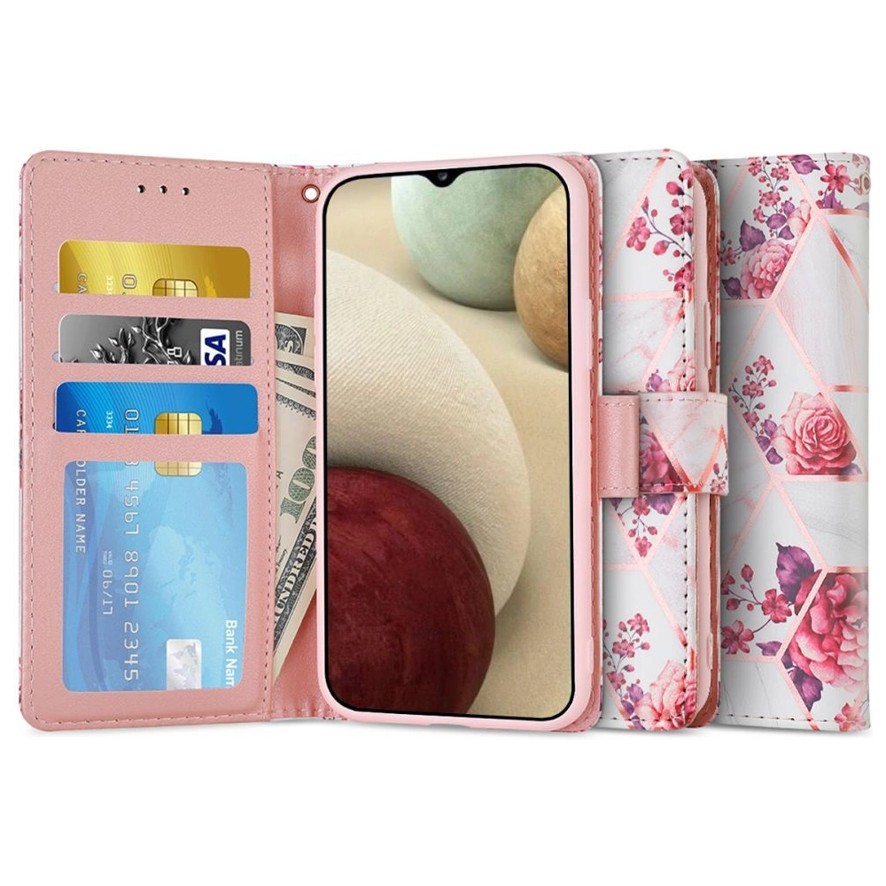 Etui Tech-Protect Wallet Samsung Galaxy A12 Floral Rose