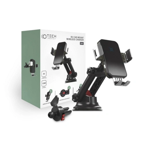 Kup Upevnění do auta Tech-Protect R3 Car Mount Wireless Charger Black - THP503BLK - {ean13} - Sklep Home Screen