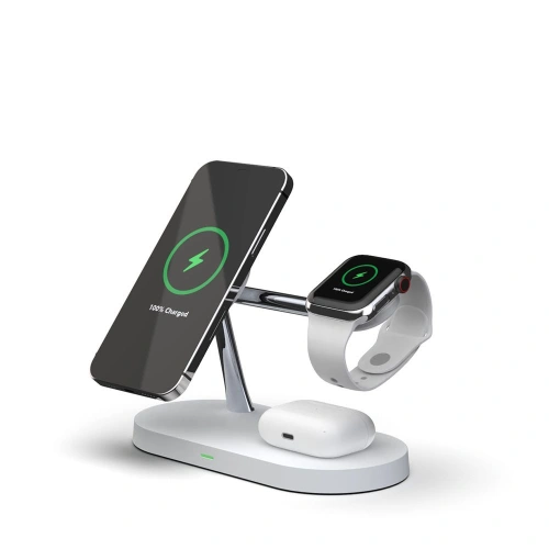 Kup Încărcător wireless Tech-Protect A12 3in1 Magnetic MagSafe Wireless Charger Alb - THP512WHT - {ean13} - Sklep Home Screen