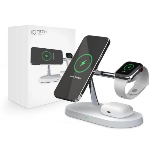 Kup Încărcător wireless Tech-Protect A12 3in1 Magnetic MagSafe Wireless Charger Alb - THP512WHT - {ean13} - Sklep Home Screen