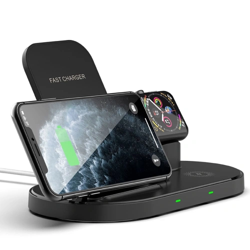 Kup Kabellose Ladestation Tech-Protect W55 Wireless Charging Station Schwarz - THP514BLK - {ean13} - Sklep Home Screen