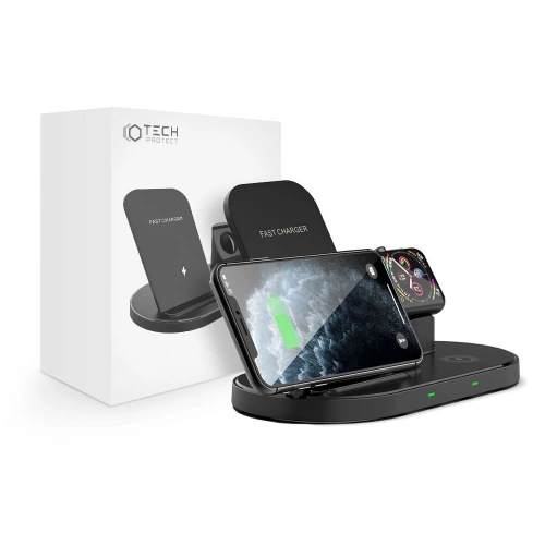 Kup Kabellose Ladestation Tech-Protect W55 Wireless Charging Station Schwarz - THP514BLK - {ean13} - Sklep Home Screen