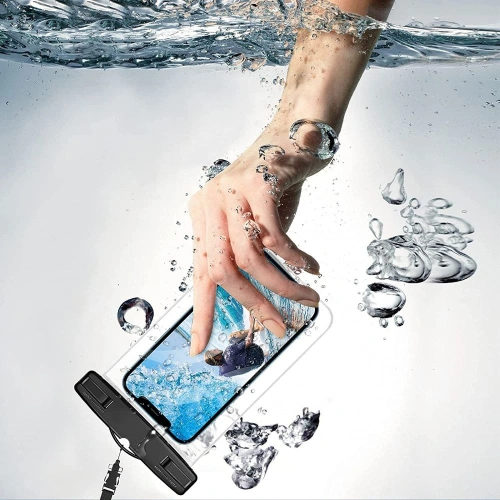 Kup Wasserdichtes Case Tech-Protect Universelles wasserdichtes Case Schwarz/Klar - THP584BLKCL - {ean13} - Sklep Home Screen
