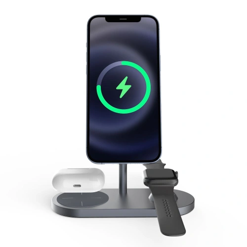 Kup Vezeték nélküli töltő Tech-Protect A22 3in1 Magnetic MagSafe vezeték nélküli töltő szürke - THP609GRY - {ean13} - Sklep Home Screen