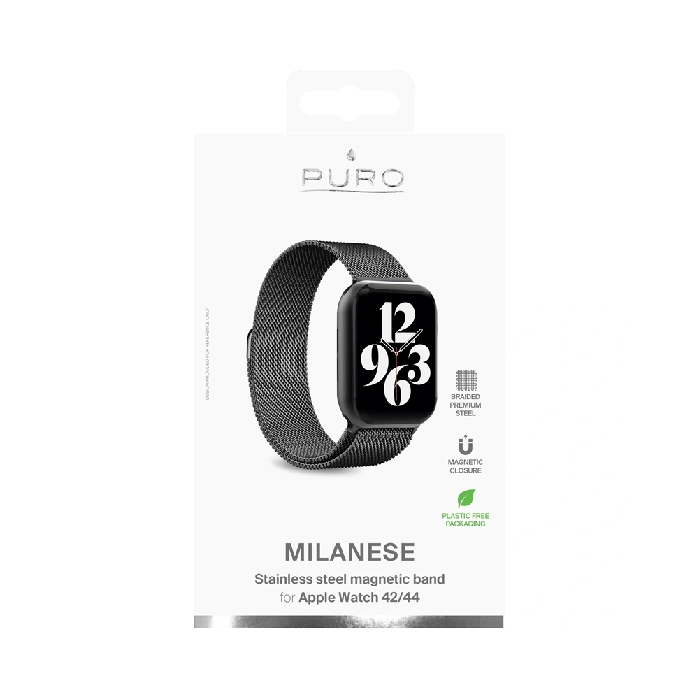 Bransoleta Puro Milanese Magnetic Band Apple Watch 4/5/6/7/SE 44/45mm (czarny)