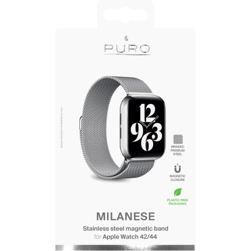 Buy PURO Milanese Magnetic Band Apple Watch 4/5/6/7/SE 44/45mm (silver) - PUR457SLV - {ean13} - Home Screen Store Europe