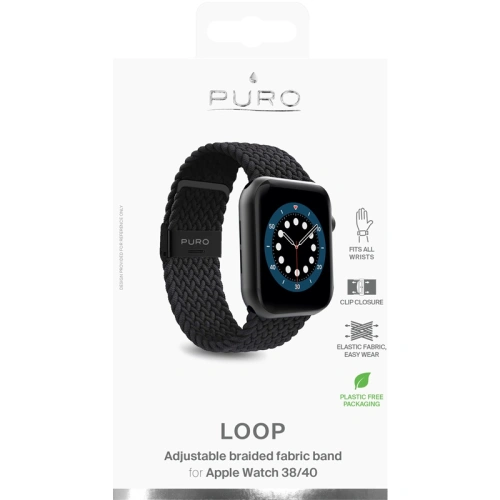 Kup Pletený pásek PURO Loop Band Apple Watch 4/5/6/7/SE/8/9/10 40/41/42mm (černý) - PUR458BLK - {ean13} - Sklep Home Screen