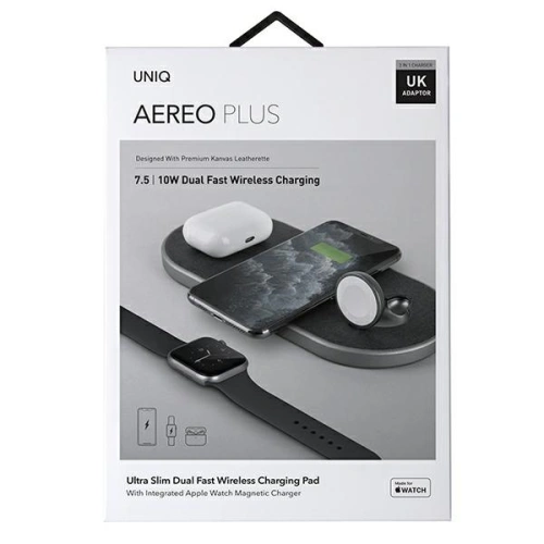 Kup UNIQ ładowarka indukcyjna Aereo Plus 3w1 10W Fast charge czarny/obisdian knit black (LITHOS Collective) - UNIQ419BLK - {ean13} - Sklep Home Screen