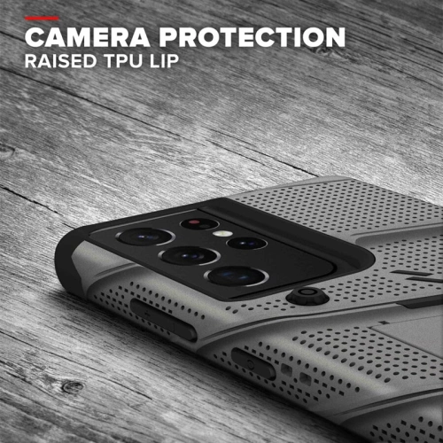 Kup Pancerne etui ZIZO BOLT Series Samsung Galaxy S21 Ultra 5G ze szkłem 9H na ekran + uchwyt z podstawką (Gun Metal Gray) - ZIZ078GNMGRY - {ean13} - Sklep Home Screen