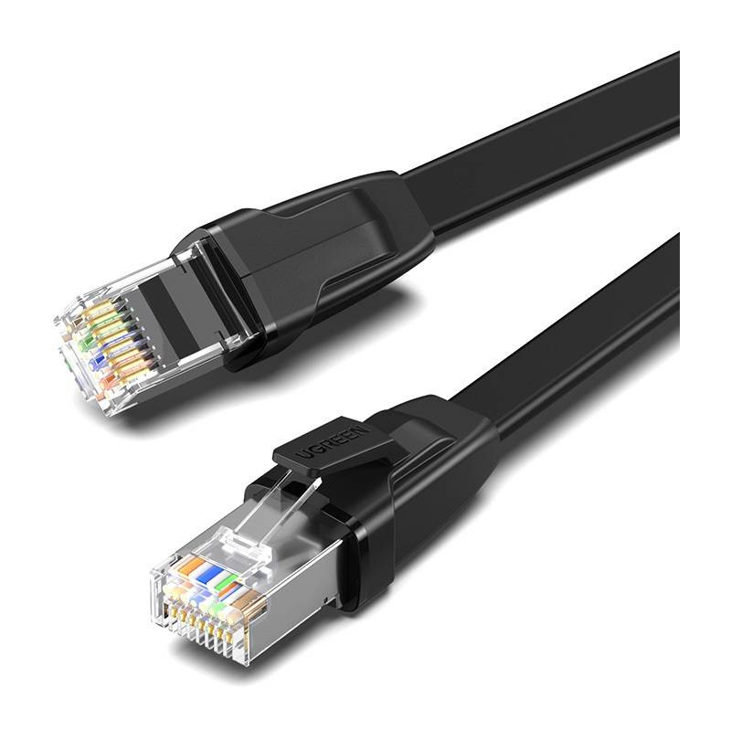 UGREEN NW134 Płaski kabel sieciowy z metalowymi wtyczkami, Ethernet RJ45, Cat.8, U/FTP, 2m (czarny)