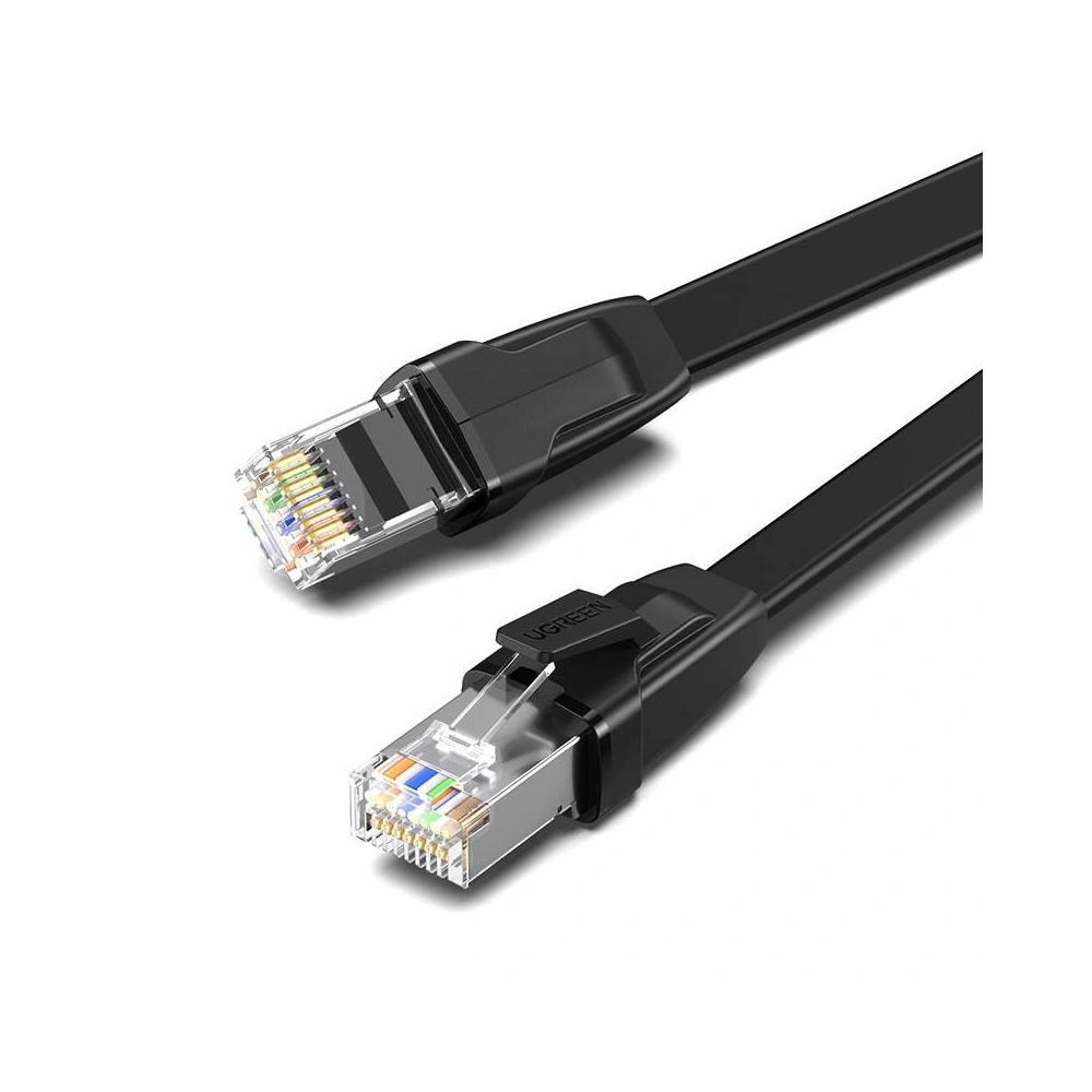 UGREEN NW134 Płaski kabel sieciowy z metalowymi wtyczkami, Ethernet RJ45, Cat.8, U/FTP, 3m (czarny)