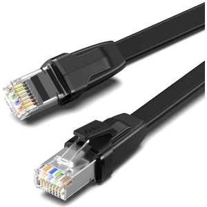 UGREEN NW134 Płaski kabel sieciowy z metalowymi wtyczkami, Ethernet RJ45, Cat.8, U/FTP, 1.5m (czarny)