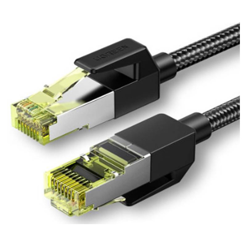 UGREEN NW150 Kabel sieciowy w oplocie, Ethernet RJ45, Cat.7, F/FTP, 1m (czarny)