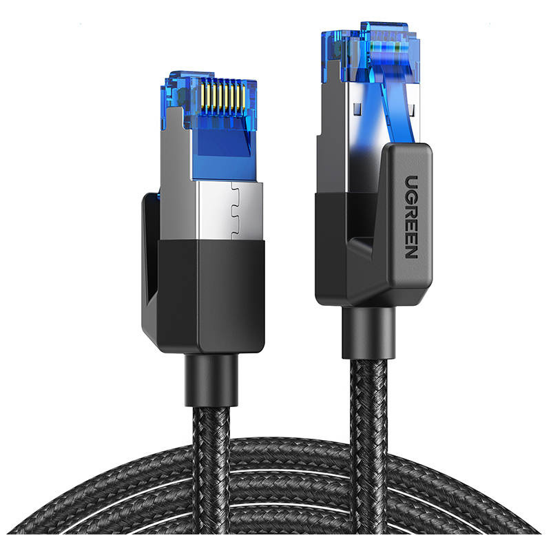 UGREEN NW153 Kabel sieciowy w oplocie, Ethernet RJ45, Cat.8, F/FTP, 1m (czarny)