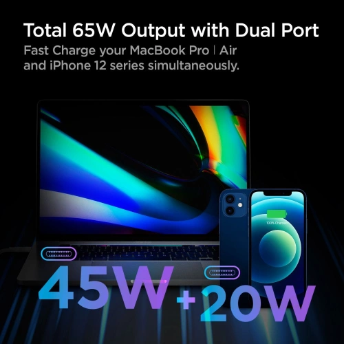 Kup Síťová nabíječka Spigen PE2007 PowerArc 2-portová síťová nabíječka PD 60W QC 3.0 bílá - SPN1706WHT - {ean13} - Sklep Home Screen