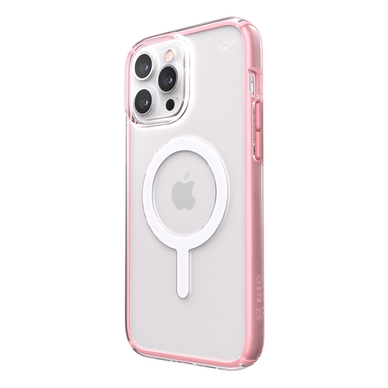 Etui Speck Presidio Perfect-Clear Impact Geometry MagSafe MICROBAN Apple iPhone 13 Pro Max (Clear/Rosy Pink)