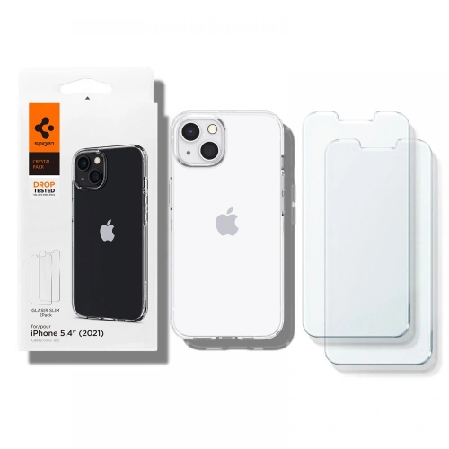 Kup Etui Spigen Crystal Pack Apple iPhone 13 mini Crystal Clear + Szkło - SPN1849CL - {ean13} - Sklep Home Screen