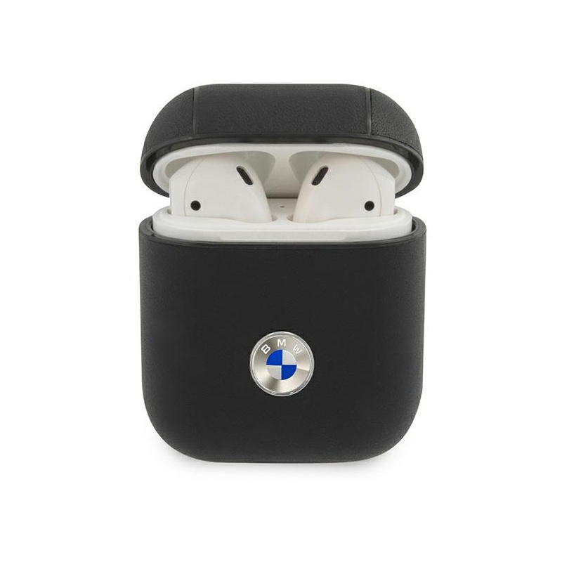 Buy BMW BMA2SSLBK Apple AirPods black Geniune Leather Silver Logo - 3666339009403 - BMW003BLK - Homescreen.pl