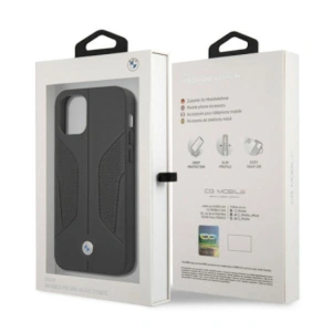 Etui BMW BMHCP12LRSCSK Apple iPhone 12 Pro Max fekete/black hardcase Bőr Perforált Oldalak