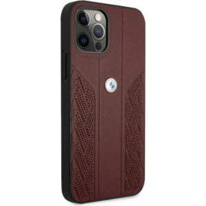 Buy BMW BMHCP12LRSPPR Apple iPhone 12 Pro Max red hardcase Leather Curve Perforate - BMW052RED - {ean13} - Home Screen Store Europe