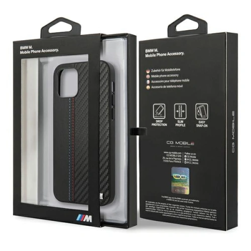 Kup Etui BMW BMHCP12SMCARBK Apple iPhone 12 mini negru/black hardcase M Collection PU Carbon Stripe - BMW089BLK - {ean13} - Sklep Home Screen