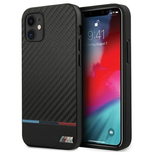 Kup Case BMW BMHCP12SPUCARTCBK Apple iPhone 12 mini schwarz/hardcase M Collection PU Carbon Stripe - BMW094BLK - {ean13} - Sklep Home Screen