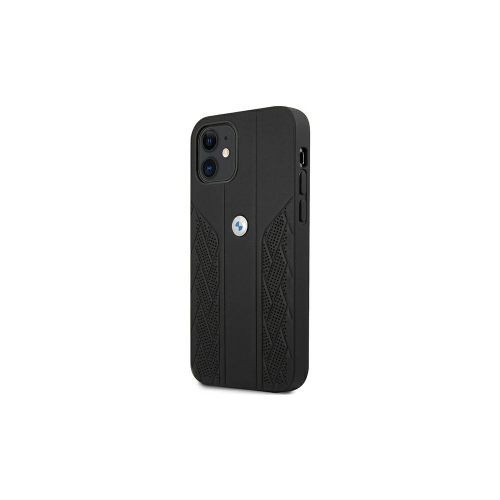 Etui BMW BMHCP12SRSPPK Apple iPhone 12 mini czarny/black hardcase Leather Curve Perforate