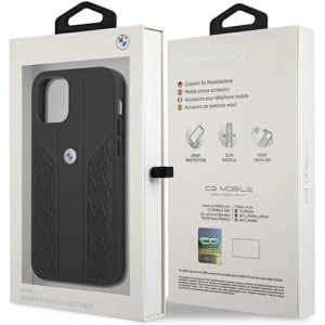 Buy BMW BMHCP12SRSPPK Apple iPhone 12 mini black hardcase Leather Curve Perforate - BMW096BLK - {ean13} - Home Screen Store Europe