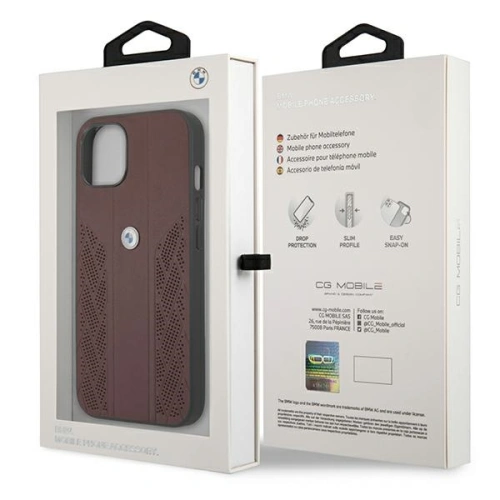 Buy BMW BMHCP13MRSPPR Apple iPhone 13 red hardcase Leather Curve Perforate - BMW103RED - {ean13} - Home Screen Store Europe