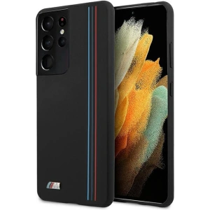 Etui BMW BMHCS21LSIVTBK Samsung Galaxy S21 Ultra fekete/szürke Szilikon Csíkok M Kollekció