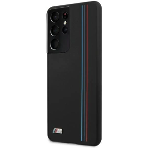 Buy BMW BMHCS21LSIVTBK Samsung Galaxy S21 Ultra black Silicone Stripes M Collection - BMW109BLK - {ean13} - Home Screen Store Europe