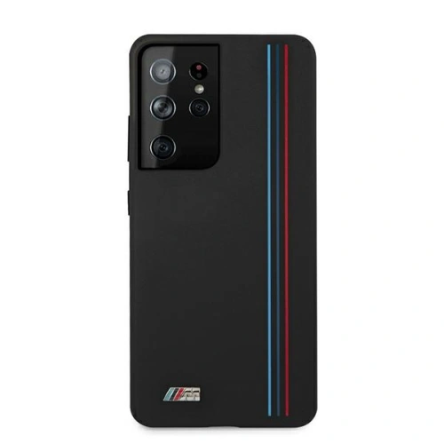 Buy BMW BMHCS21LSIVTBK Samsung Galaxy S21 Ultra black Silicone Stripes M Collection - BMW109BLK - {ean13} - Home Screen Store Europe