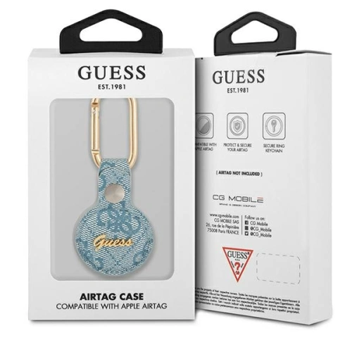 Kup Etui Guess GUATP4GMSRB Apple AirTag albastru/blue 4G Vintage Script - GUE1246BLU - {ean13} - Sklep Home Screen