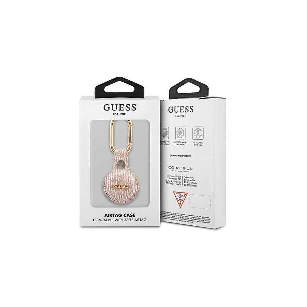 Etui Guess GUATP4GMSRP Apple AirTag różowy/pink 4G Vintage Script