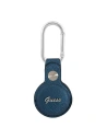 Etui Guess GUATPSASRSB Apple AirTag modrý/blue Saffiano Vintage Script