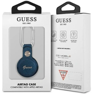 Kup Etui Guess GUATPSASRSB Apple AirTag niebieski/blue Saffiano Vintage Script - GUE1250BLU - {ean13} - Sklep Home Screen