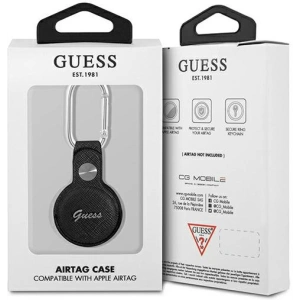 Kup Etui Guess GUATPSASRSK Apple AirTag czarny/black Saffiano Vintage Script - GUE1253BLK - {ean13} - Sklep Home Screen