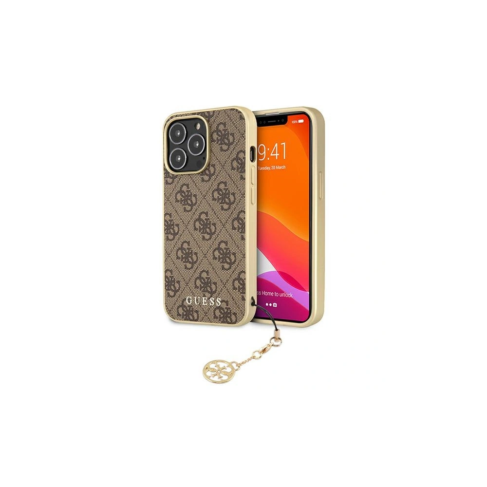 Etui Guess GUHCP13LGF4GBR Apple iPhone 13 Pro brązowy/brown hardcase 4G Charms Collection