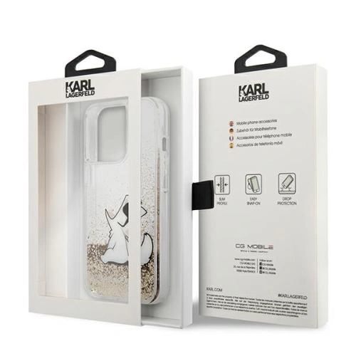 Kup Etui Karl Lagerfeld KLHCP13LGCFD Apple iPhone 13 Pro złoty/gold hardcase Liquid Glitter Choupette Fun - KLD601GLD - {ean13} - Sklep Home Screen