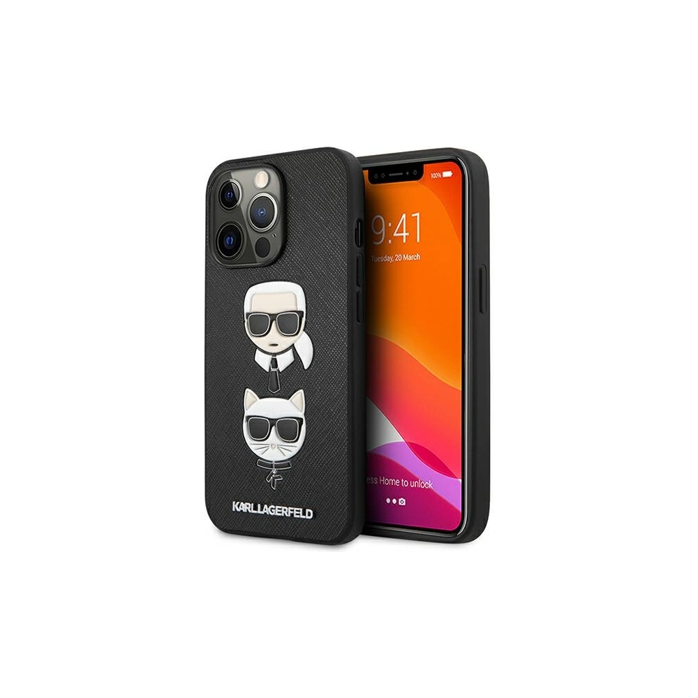 Etui Karl Lagerfeld KLHCP13LSAKICKCBK Apple iPhone 13 Pro czarny/black book Saffiano Karl & Choupette
