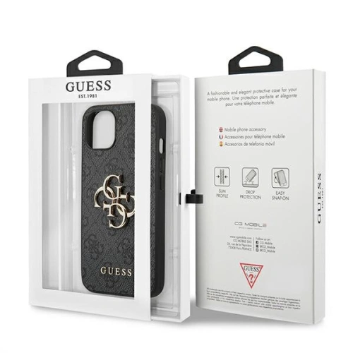 Kup Etui Guess GUHCP13S4GMGGR Apple iPhone 13 mini gri/grey hardcase 4G Big Metal Logo - GUE1282GRY - {ean13} - Sklep Home Screen