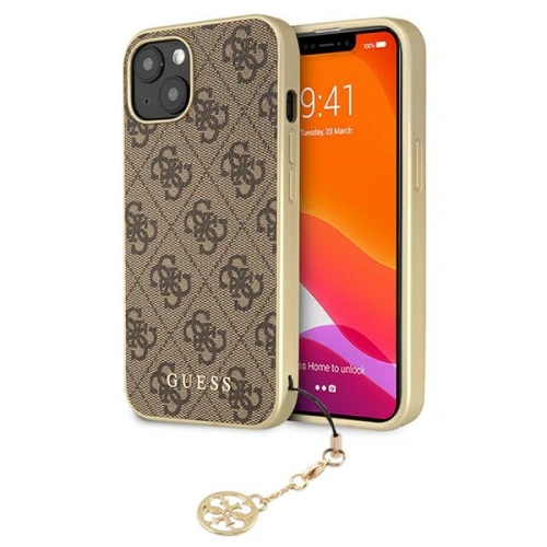 Buy Guess GUHCP13SGF4GBR Apple iPhone 13 mini brown hardcase 4G Charms Collection - GUE1283BR - {ean13} - Home Screen Store Europe