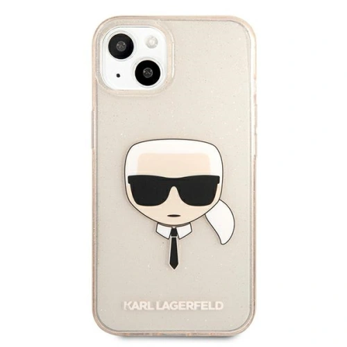 Buy Karl Lagerfeld KLHCP13MKHTUGLGO Apple iPhone 13 gold hardcase Glitter Karl`s Head - KLD617GLD - {ean13} - Home Screen Store Europe