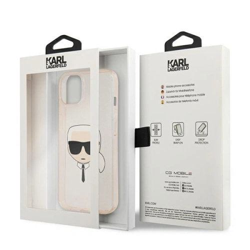 Buy Karl Lagerfeld KLHCP13MKHTUGLGO Apple iPhone 13 gold hardcase Glitter Karl`s Head - KLD617GLD - {ean13} - Home Screen Store Europe
