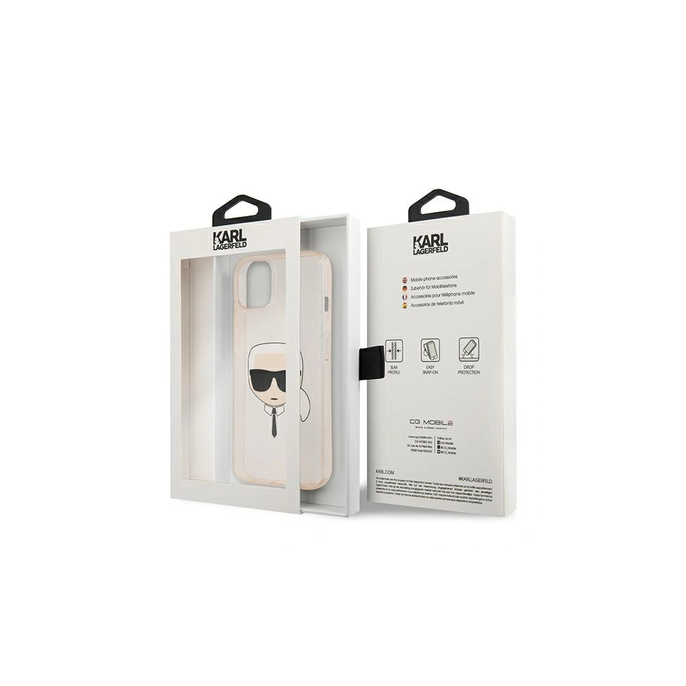 Etui Karl Lagerfeld KLHCP13MKHTUGLGO Apple iPhone 13 złoty/gold hardcase Glitter Karl`s Head