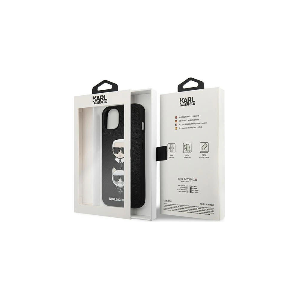 Etui Karl Lagerfeld KLHCP13MSAKICKCBK Apple iPhone 13 czarny/black book Saffiano Karl & Choupette