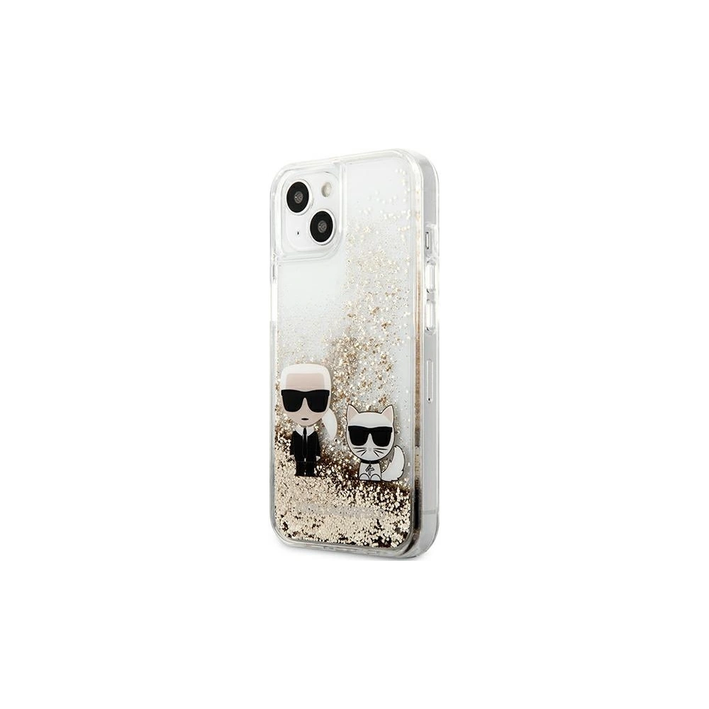 Etui Karl Lagerfeld KLHCP13SGKCD Apple iPhone 13 mini złoty/gold hardcase Liquid Glitter Karl&Choupette