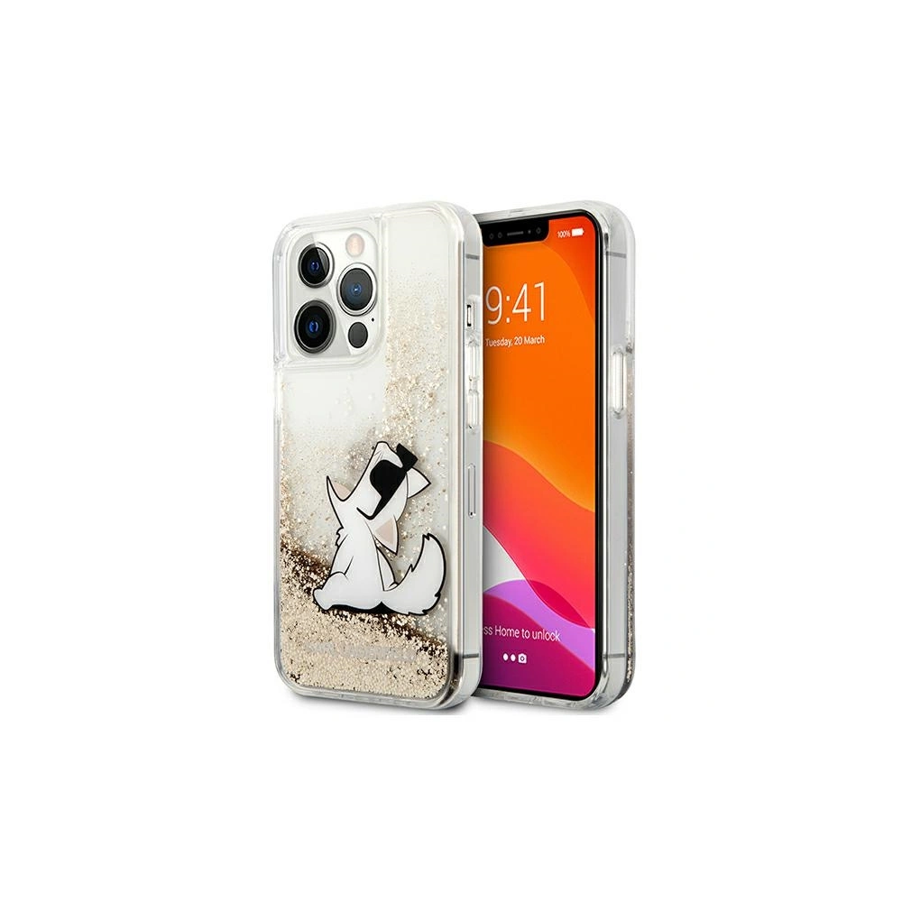 Etui Karl Lagerfeld KLHCP13XGCFD Apple iPhone 13 Pro Max złoty/gold hardcase Liquid Glitter Choupette Fun