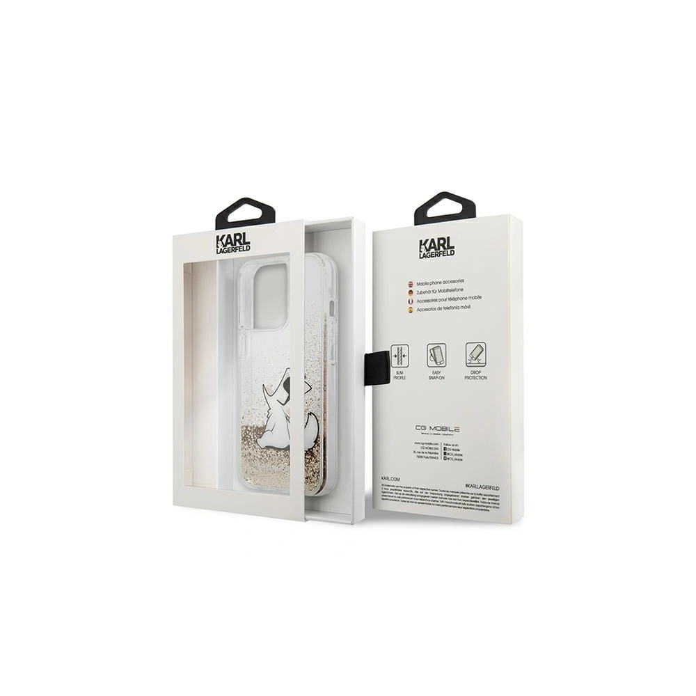 Etui Karl Lagerfeld KLHCP13XGCFD Apple iPhone 13 Pro Max złoty/gold hardcase Liquid Glitter Choupette Fun